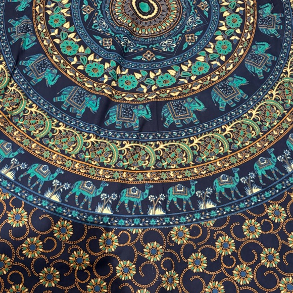 New Blue/Purple Elephant Camel Mandala Medallion Indian Tapestry Wall Hanging - Picture 9 of 11